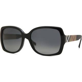 Burberry Kvinde BE4160 3433T3 Solbriller Acetat Sort Grå Firkantet Polariseret Skygge