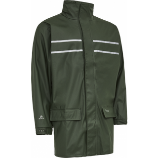 Regnjakke m/refleksstriber PU 026301 oliven Str. XL