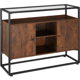 Skænk Oldham 100x38x80,5cm - Industrielt mørkt træ, rustikt