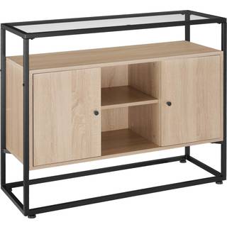 Skænk Oldham 100x38x80,5cm - Industrielt lyst træ, egetræ Sonoma