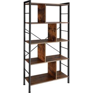 Reol Charleston 75,5x30x155cm - Industrielt mørkt træ, rustikt