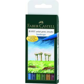 Faber-Castell Faber-Castel Faber-Castell FC167105 Pitt Artist Color Brush Wallet Set (6 Pack) Landskab Assorteret