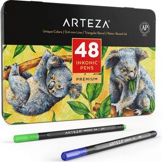 Arteza Inkonic Fineliners s?t p? 48 0,4 mm tip Fine punktmark?rer Assorterede kunstpenner Vandbaserede fine tipmark?rer til tegning af skitsering