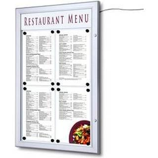 Udendørs LED menu opslagsskab med magnettavle 4xA4