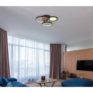 Sid LED-loftlampe med træ, 4 lyskilder