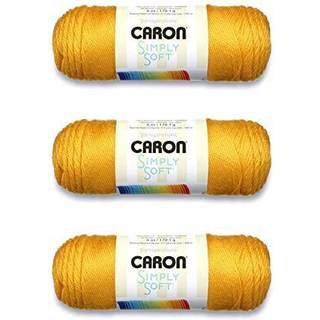 Caron Simply Soft Gold Yarn - 3 Pack of 170G/6oz - Acrylic - 4 Medium (Worsted) - 315 yards - Strik hækling og håndværk