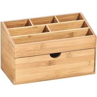 Træ holder med rum og skuffe