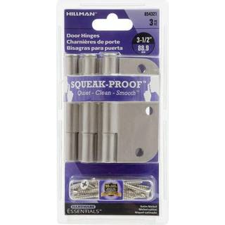 Hardware Essentials 854321 Round Corner Squeak-Proof Door H?ngslet 3-1/2 tommer 3-1/2 """" Satin Nickel 3 stykker