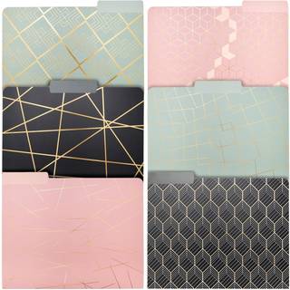 12 Pakkedekorative filmapper med guldfolie Geometriske accenter 1/3 sk?ret fane til kontorbrevst?rrelse (11,5 x 9,5 in)