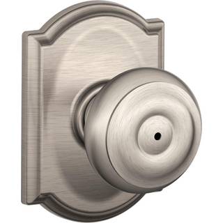 Schlage F40 Geo 619 Cam Georgian Door Knob med Camelot Trim Bed & Bath Privacy Lock Satin Nickel