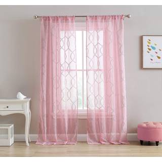 Laura Ashley Lattice Sheer Curtains With Rod Pocket m?ler hvert panel 38 """" W x 84 """" L Pink 2 Panels