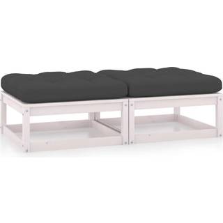 Fodskamler Til Haven Med Hynder Massivt Fyrretræ - Hvid