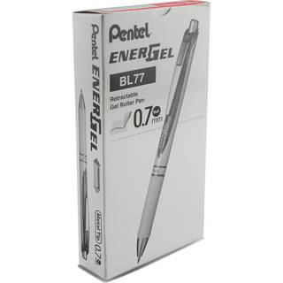 Pentel Energel RTX Pearl Retactable Liquid Gel Pen Metal Tip 12 Pack 0,7 mm Medium Line Red Ink (BL77PW-B)