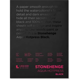 Stonehenge Aqua Black Medium Weight Pad 140lb Hotpress 9 x 12 tommer 15 ark til v?de og t?rre medier