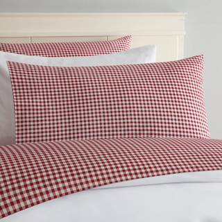 Laurel & Mayfair Classic 250TC 100% Cotton Gingham Checkered Print Sheet Set Cool & Crisp Percale Weave Queen Red