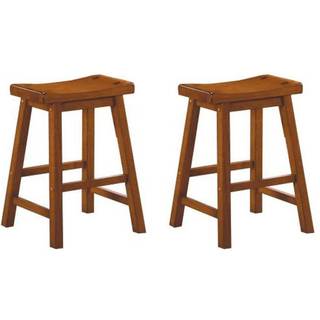 Benjara Benzara Træ tællerhøjde afføring med sadelsæde sæt med to brune