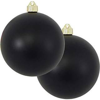 Jul af Krebs 6 """" (150 mm) Velvet Soot Black [2 stykker] Ekstra store faste store store store store udendørs plastiske UV -kuglepynt hængende træ