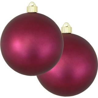 Jul af Krebs 6 """" (150 mm) Velvet Bayberry Red [2 stykker] Ekstra store faste store store store store udendørs plastiske UV -kuglepynt hængende t