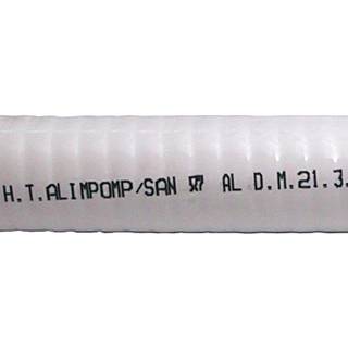 Toiletslange / sanitetsslange Hoses Technology ALIMPOMP/SAN, PVC-slange &amp; stålspiral, 20 mm (25/32"), 10 meter, hvid