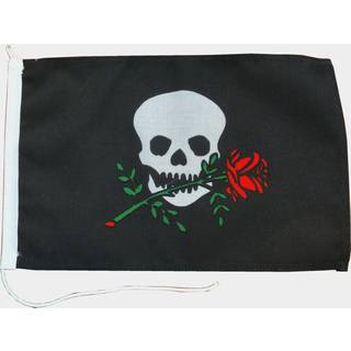 Piratflag Dødningehoved &amp; rose, 45 x 30 cm