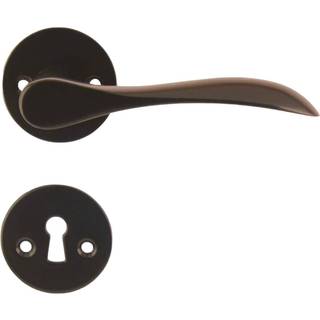 Bellevue dørhåndtag i bruneret messing inkl. roset og nøgleskilt c/c 30 mm