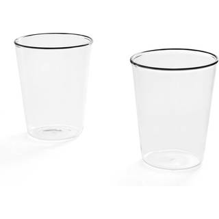 Glas, klar med sort kant, 2 stk.