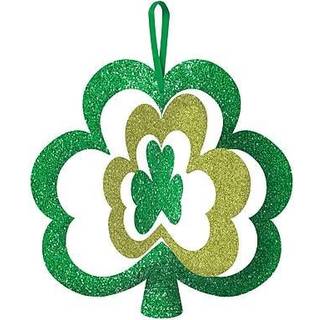 Bl?ndende gr?n glitter MDF Spinning Shamrock Sign - 12 """" X 11.38 """" (1 pc.) - Unik og i?jnefaldende indretning - Perfekt til St. Patrick's Day -