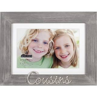Malden International Designs 4x6 eller 5x7 kusiner n?dudtryk Billeder ramme s?lv finish f?tre ord tilknytning gr? struktureret tr? korn finish md
