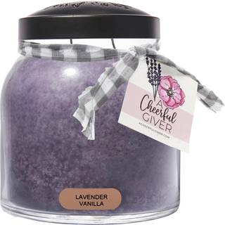 En munter giver - lavendel vanilje - 34 oz papa duftende stearinlys med låg - Keepers of the Light - 155 timers forbrændingstid gave lys violet