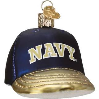 Old World Christmas Navy Baseball Cap Glass bl?st ornament til juletr?