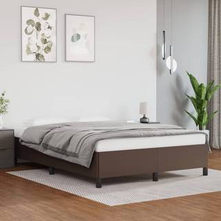 sengeramme 140x200 cm kunstlæder brun