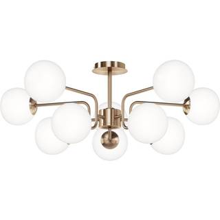 Maytoni loftlampe Erich, messing rosé, glas/metal 10 lyskilder.