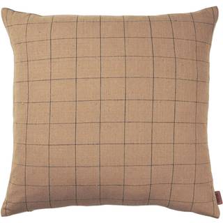 Brown Cotton Cushion Cover - Grid