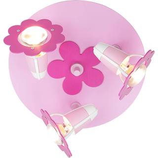 Blomst loftlampe, rosa, rund, 3 lyskilder
