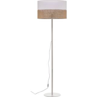 Gulvlampe Linobianco, skærm i stof og jute
