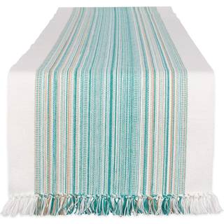 DII Everyday Collection Fringed Stripe Table Table Runner 14x72 Teal