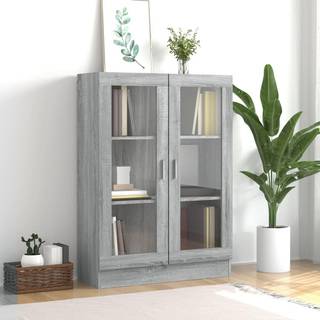 vitrineskab 82,5x30,5x115 cm konstrueret træ grå sonoma-eg