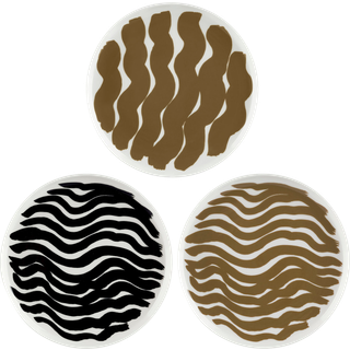 Marimekko Hyräily tallerken Ø20 cm 3-pak Hvid/Brun/Sort
