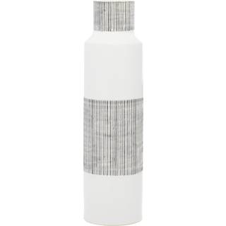 Cosmoliving af kosmopolitisk keramisk vase med grå stribede accenter 6 """" x 6 """" x 22 """" Hvid