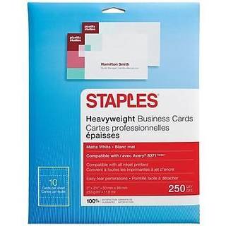 Staples 610381 Inkjet Visitkort 2-tommer x 3 1/2-tommer Matte White 250/kort