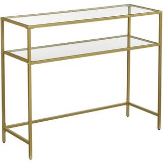 Vasagle konsolbord, tempereret glasbord, guldfarve