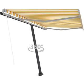 fritstående markise 350x250 cm automatisk betjening gul og hvid