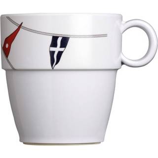 Kaffe/tekopper i melamin Marine Business Regata, non-slip, hvid/mønstret, 32 cl / 320 ml, 6-pak