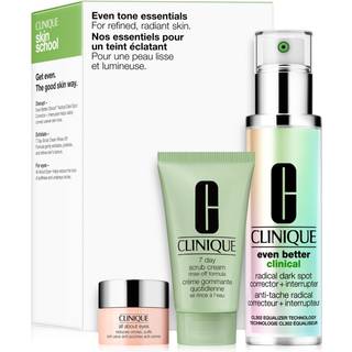 Clinique Even Tone Essentials Gavesæt 50ml Even Better Clinical Radical Dark Spot Corrector + Interrupter + 30ml 7 Day Scrub Cream + 5ml All About Eyes