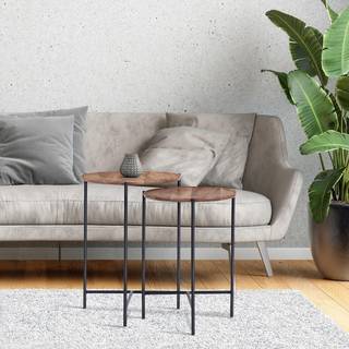 WOMO-DESIGN sidebord Sæt med 2 40x55cm Ø / Ø 35x50cm, naturlig sort, unikke,