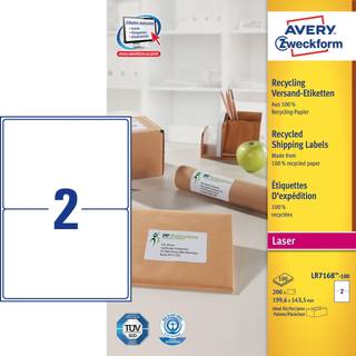 Avery LR7168-100 Etiketter af genbrugspapir med QuickPEEL™ 199,6x143,5mm 100ark