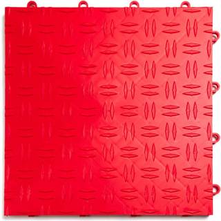 Store gulve garagetrac diamant sammenlåsning af ikke-skridsikker garage gulv fliser holdbar modulær tung copolymer let installation (24 pakke) rø