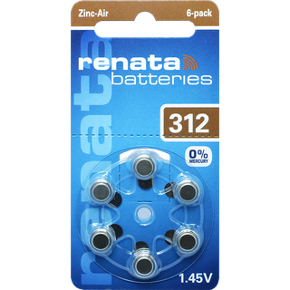 Renata ZA312 (6 stk.) Høreapparatbatterier - 0 % kviksølv