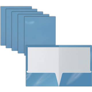 Better Office Products 2 Pocket Glossy Laminerede lysebl? papirmapper Brevst?rrelse Lt. Blue Paper Portfolios Box med 25 lysebl? mapper