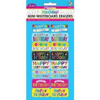 Ashley Productions Mini Whiteboard Erasers Tillykke med f?dselsdagen 2 """" X 1 """" X 0.75 """" Pakke med 16 (Ash78016)